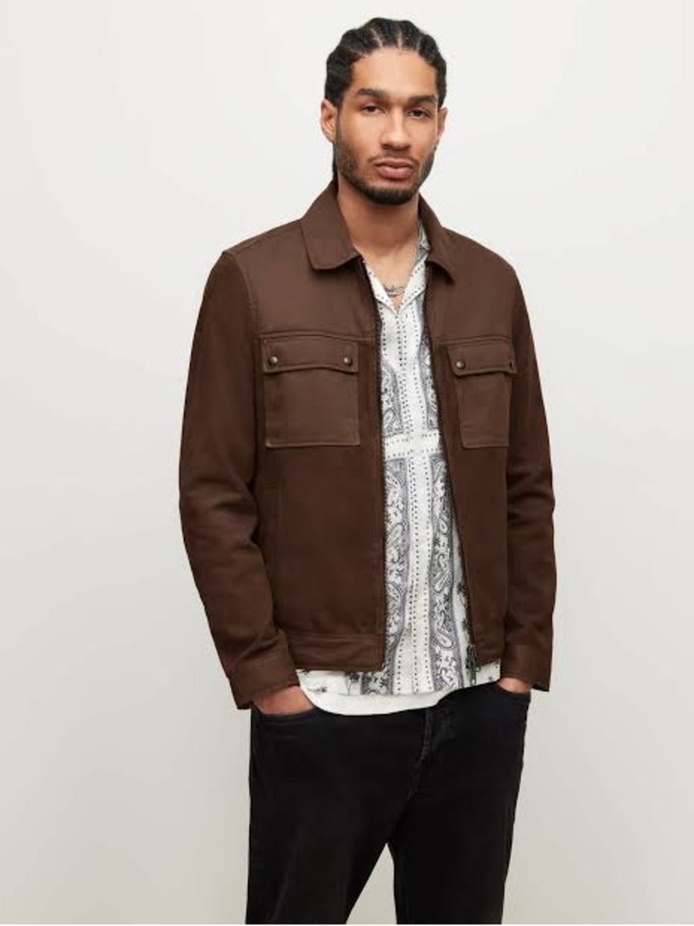 AllSaints Brown Workwear Shirt Jacket